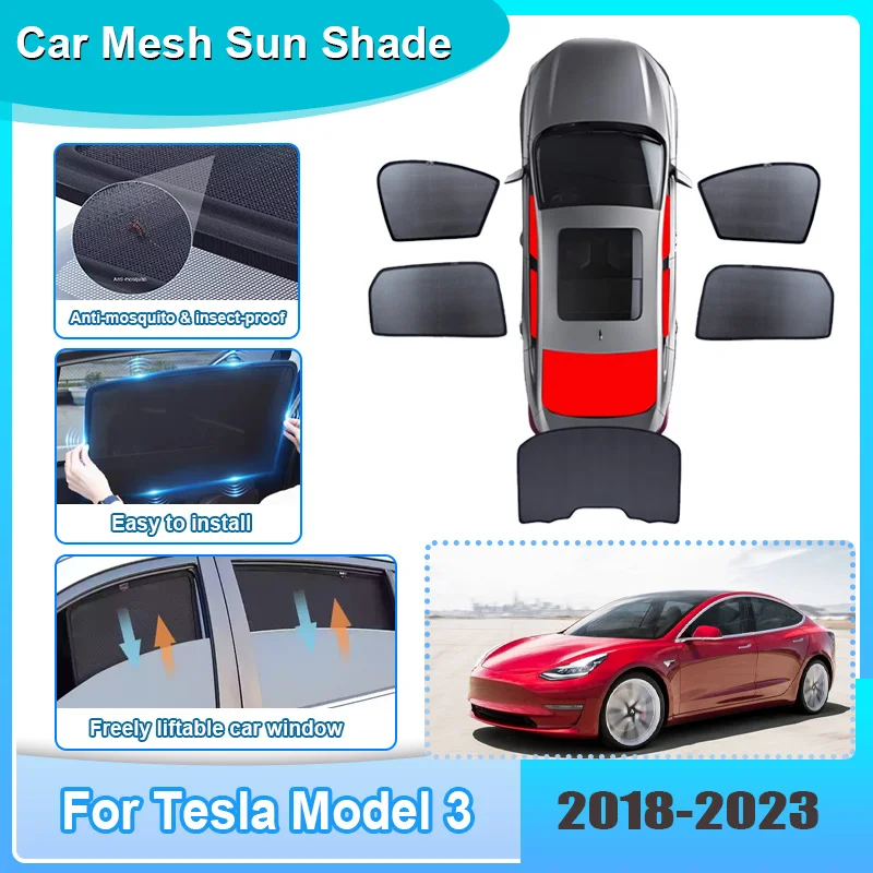 

Car Window Sunshade For Tesla Model 3 2018-2023 2020 2021 UV Protection Heat Insulation Curtains Sunshade Cover Car Accessories