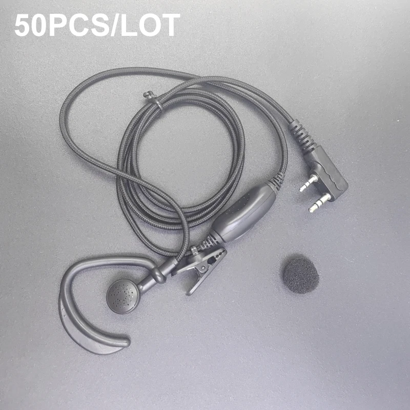50PCS/LOT 2 Pin Mic PTT Headset For KENWOOD KPG27D TH-D7 TK-270 BAOFENG BF-888S UV-5R Ham Radio Walkie Talkie Accessory