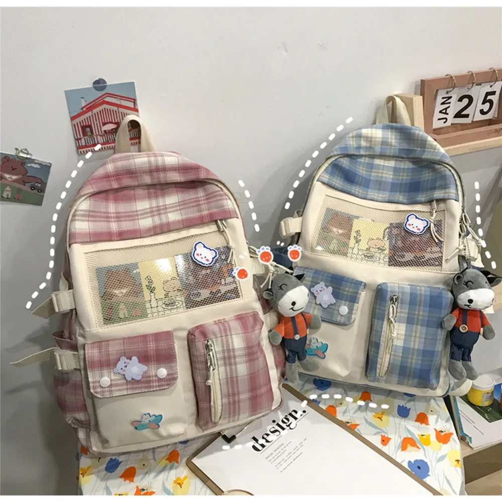 

Funny Plaid Pattern Backpack Large Capacity Gift Schoolbag Crossbody Bag