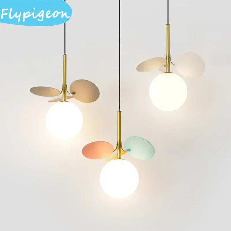 

Macaron Colored Glass LED Chandelier Modern Minimalist Pendant Lamp for Childrens Room Study Home Lighting Pendant Lights
