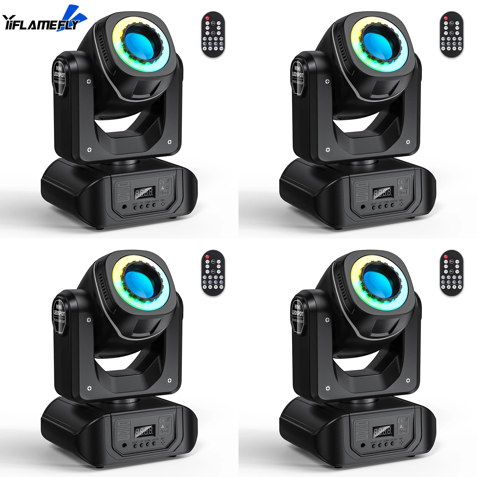 

Yiflamefly 4Pcs LED Moving Head Light DMX 512 Sound Activated with Remote Control for Wedding DJ Disco Club Party Stage Shows