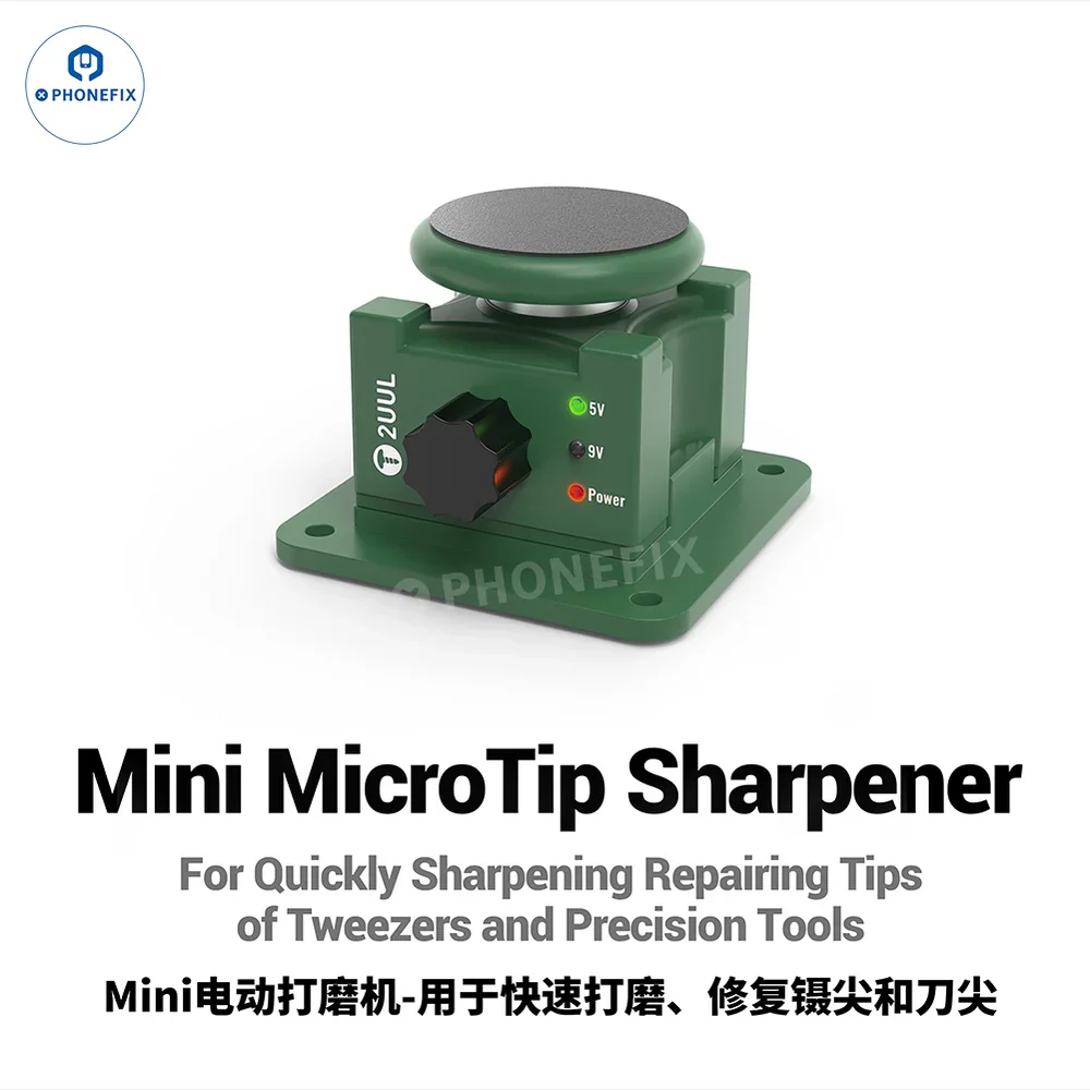 2UUL DA79 Mini MicroTip Sharpener with Hand Polishing Pad Grinding Sheets for Tweezers Tip Precision Tool Quickly Sharpen Repair