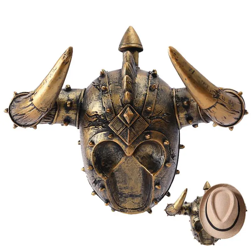 

Resin Interesting Viking Style Three-dimensional Horn Helmet Wall Hook Resin Ornament For Hats Keys Backpacks clothes and other