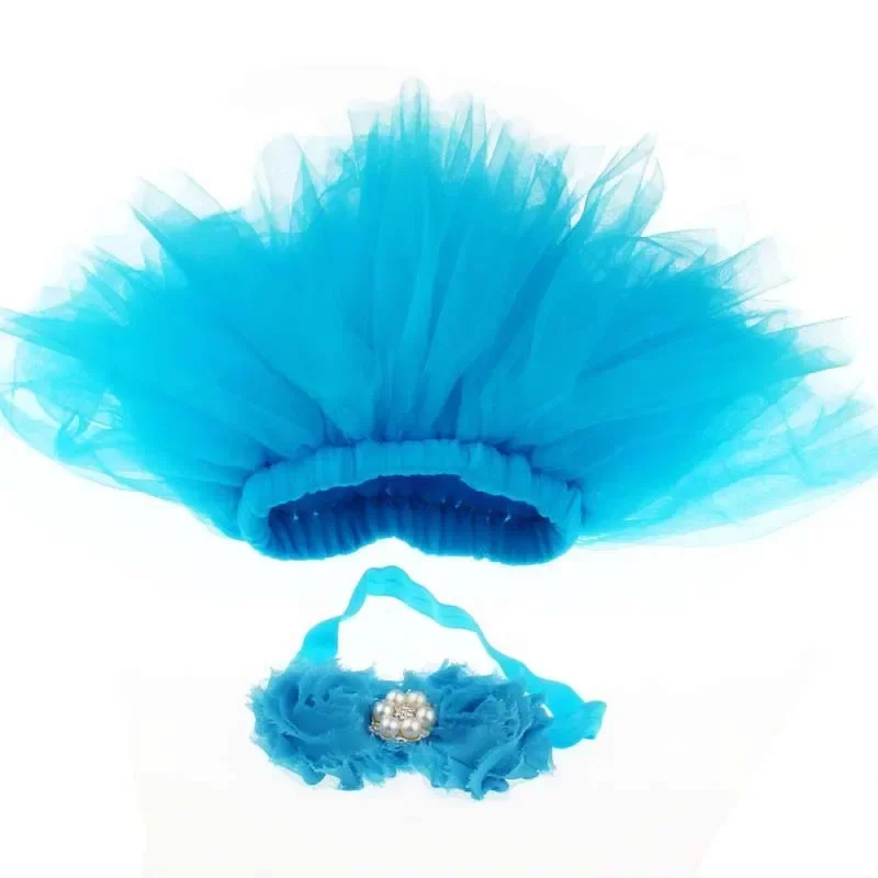 Newborn Photography Props Flower Headband Chiffon Solid Baby Tutu Skirt Suit Cute Babies Girls Short Dress Clothing Studio Photo