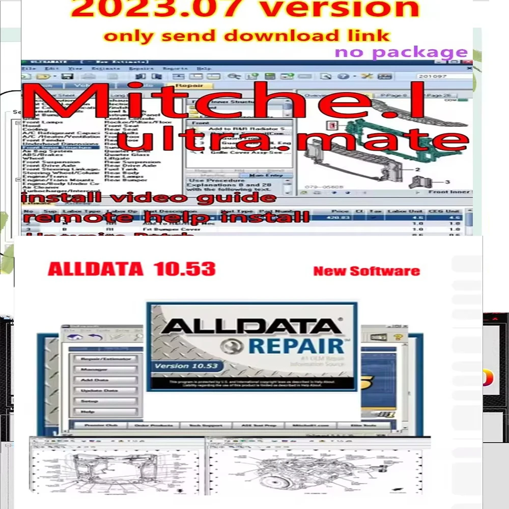 Software para automóvil Alldata 10.53 con diagramas de cableado de profundidad y Mitchell Ultramate 2023.07 para reparación avan