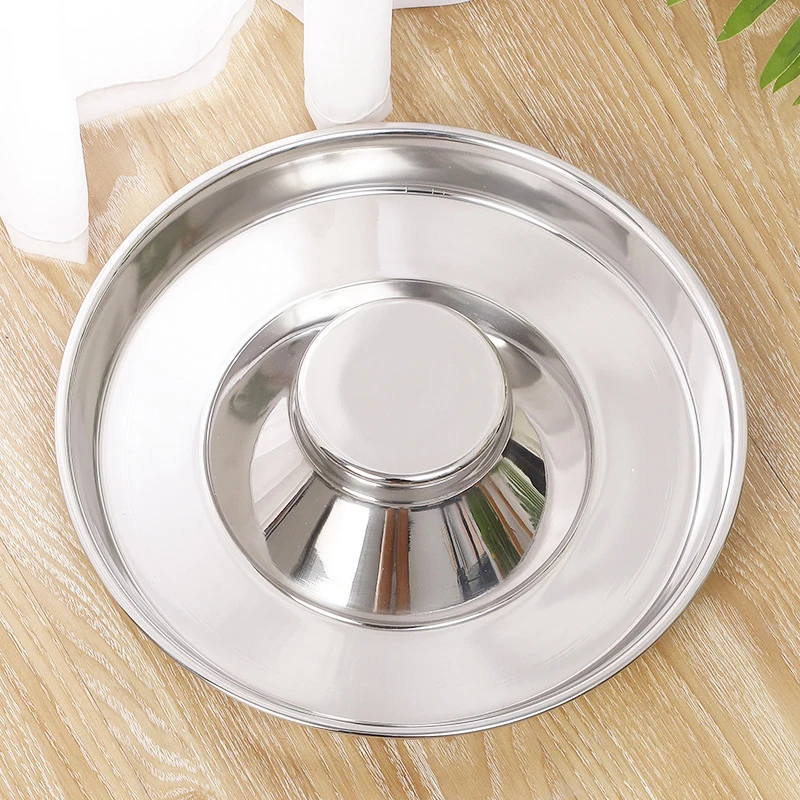 Pet stainless steel dog bowl thickened puppy feeding plate weaning silver stainless steel feeder water basin pet feeder pet supp