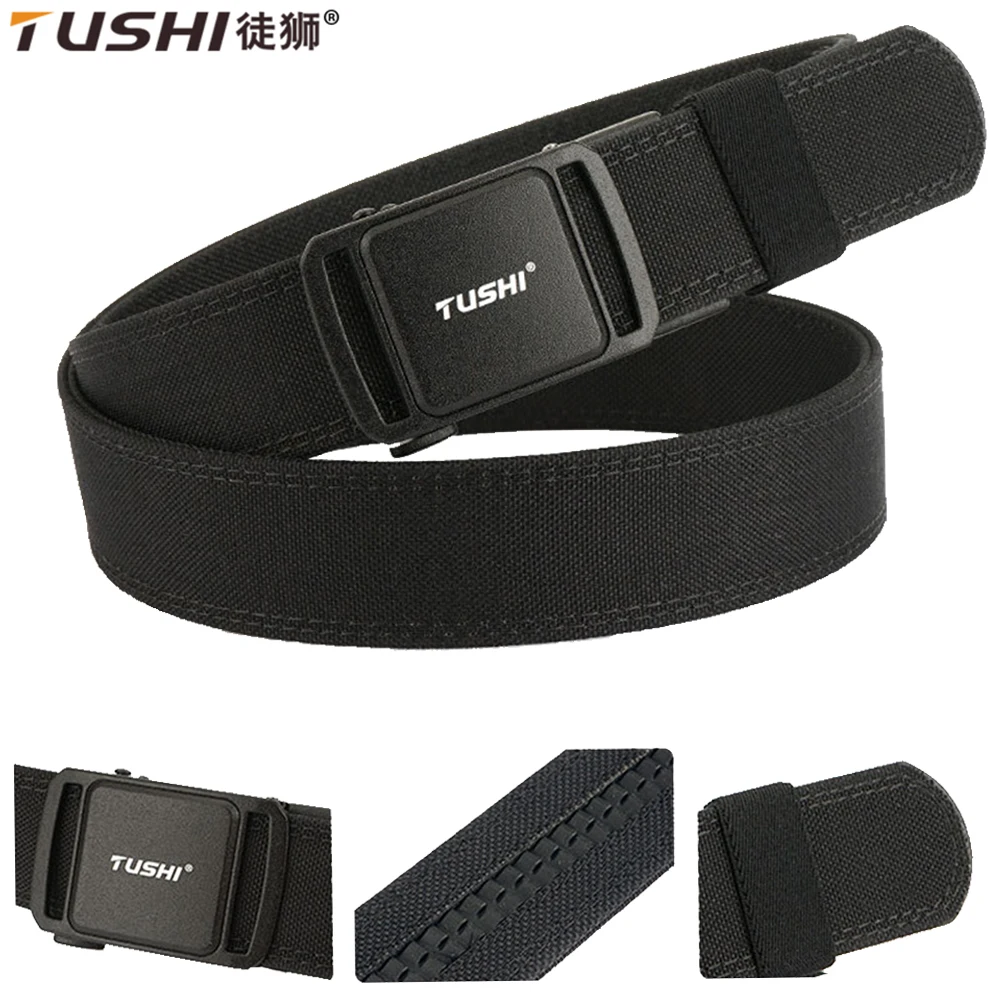 

TUSHI Hot Sale Men Belt Hard Nylon Breathable Belt for Men Cowboy Designer Belt Outdoor Tactical Belt Military Famous Brand Belt
