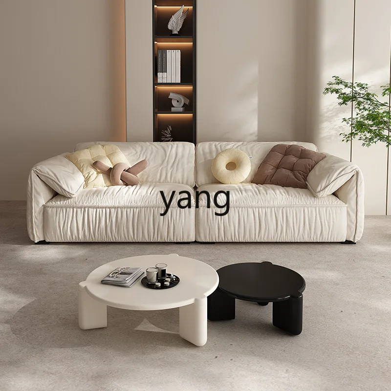 Yjq cream wind elephant ear sofa can leave-in matte wabi sabi living room straight row fabric sofa