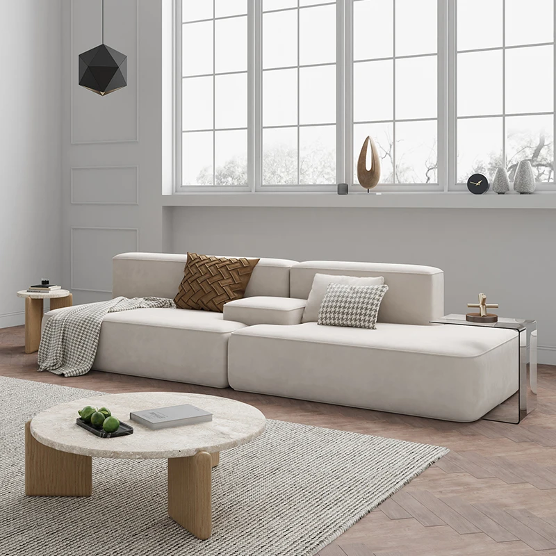 Hemp and cotton grey sofa Living room luxury Nordic furniture corner technology cloth sofa