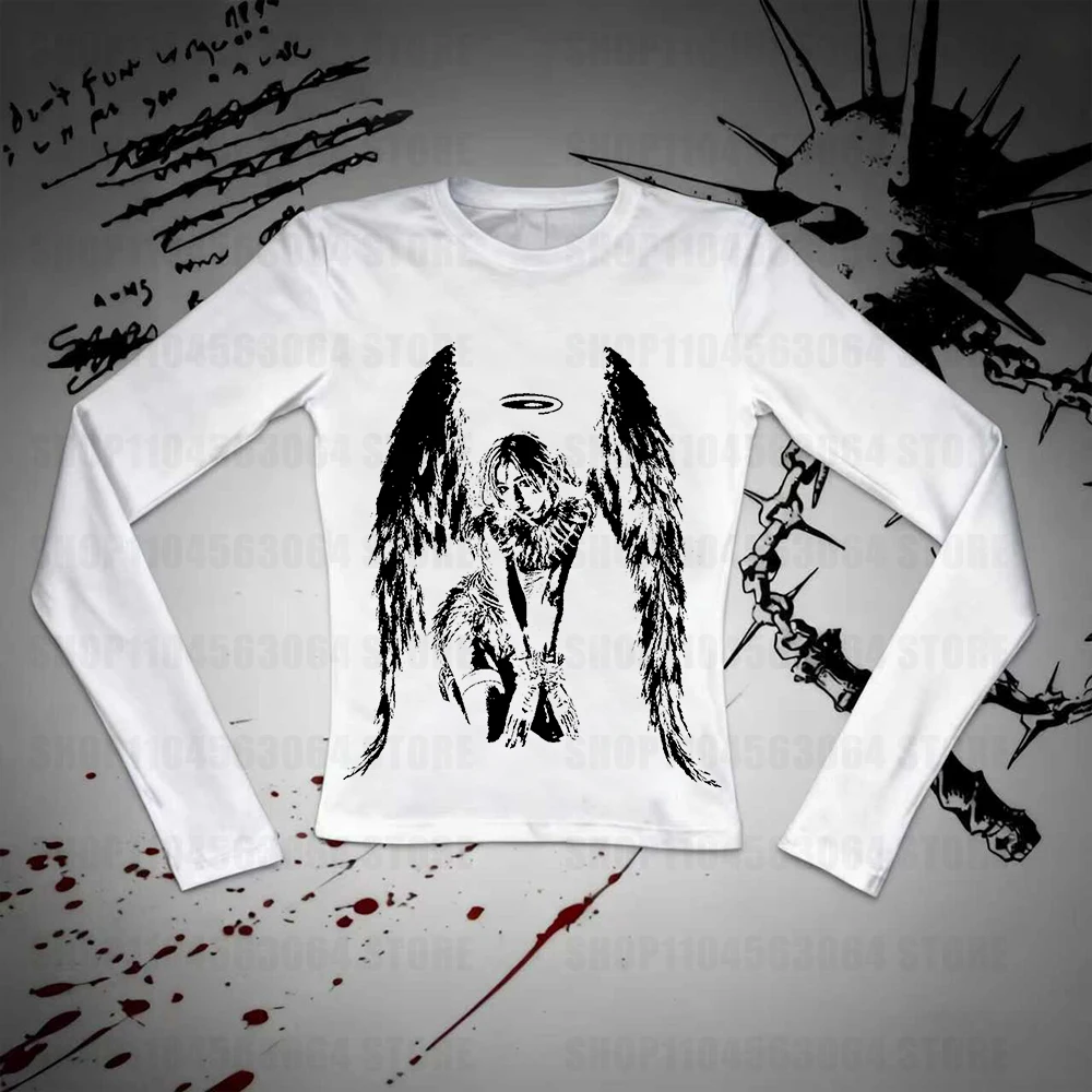 90s Clothes Vintage Gothic Top Y2k Tops Kpop Crop Top Women Clothing Female Graphic T Shirts Star Girl Y2k Kawaii Goth Harajuku