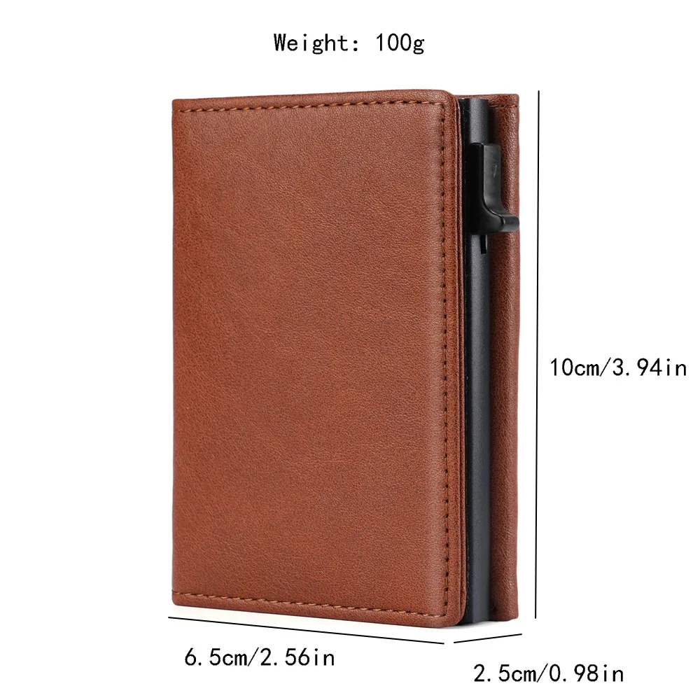 Vintage Man's Short Wallet RFID Aluminum Box Elastic Card Multi Slot Anti Magnetic Card Cover Wallet Card Box Zipper