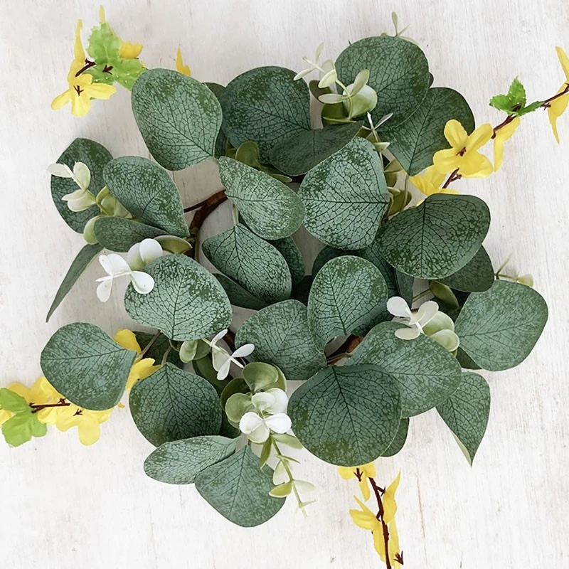 25cm Artificial Greenery Wreath For Candlestick Garlands Wreath Candle Rings Wedding Party Christmas Centerpiece Decor