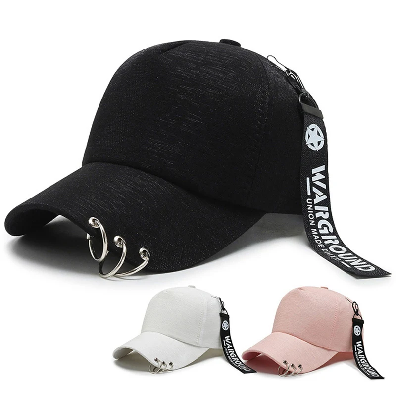 New Arrival Men Women Baseball Cap Fashion Rings Ribbon Designer Kpop Snapback Hip Hop Unisex Summer Sun Hats Gorras EP0188
