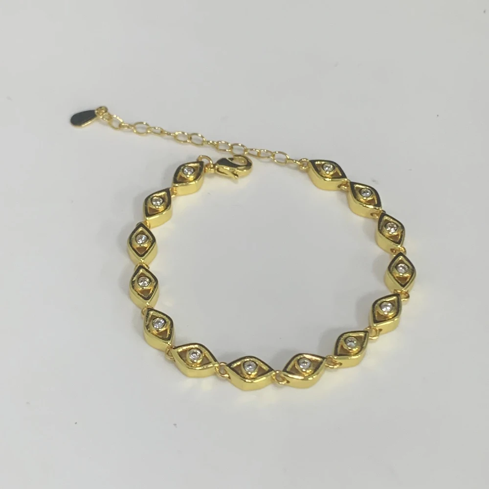

Classic Geometric Evil Eye Tennis Bracelets for Women Cubic Zirconia 18K Gold Color Size 15+4cm Fashion Jewelry for Party Gifts