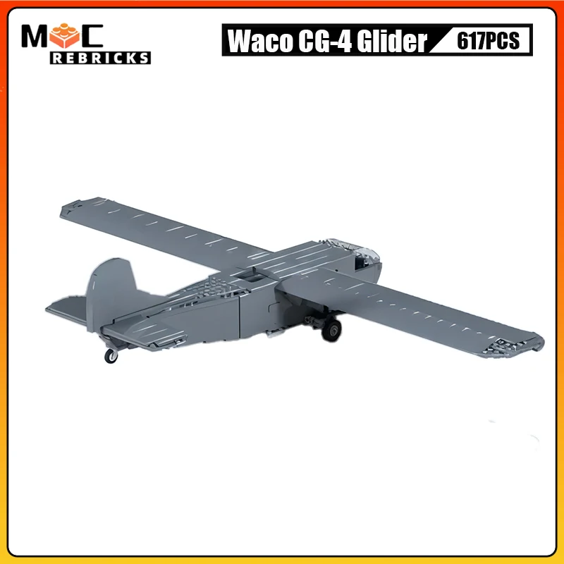 WW2 American Freight Aircraft Waco CG-4 Cargo Military Glider MOC Building Blocks Assembly Airplane Bricks Model Kid Toys Gifts