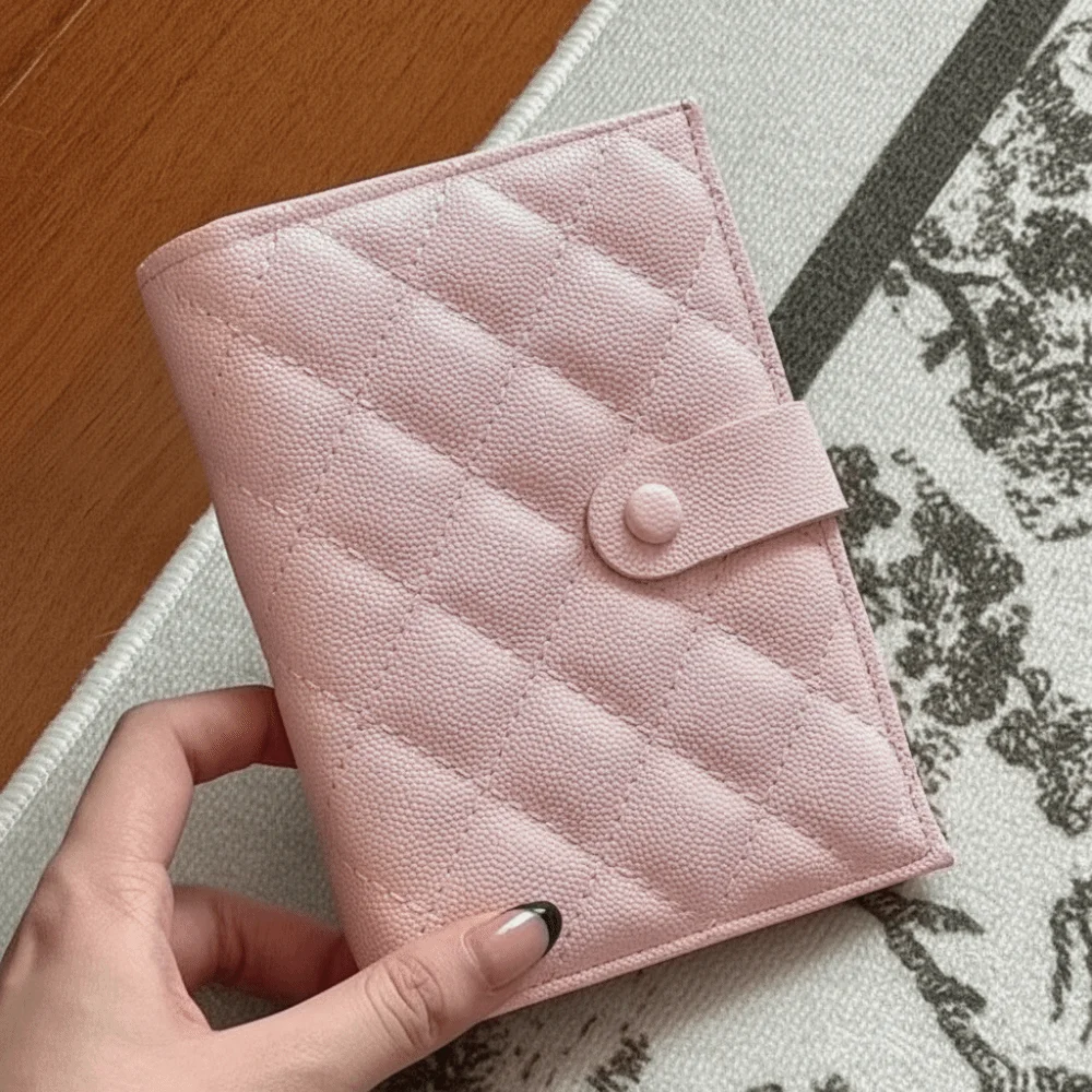 

Rhombus Plaid Leather Passport Holder Solid Color Airplane Check-in Card Storage Bag Multifunctional Ticket Holder Passport Clip