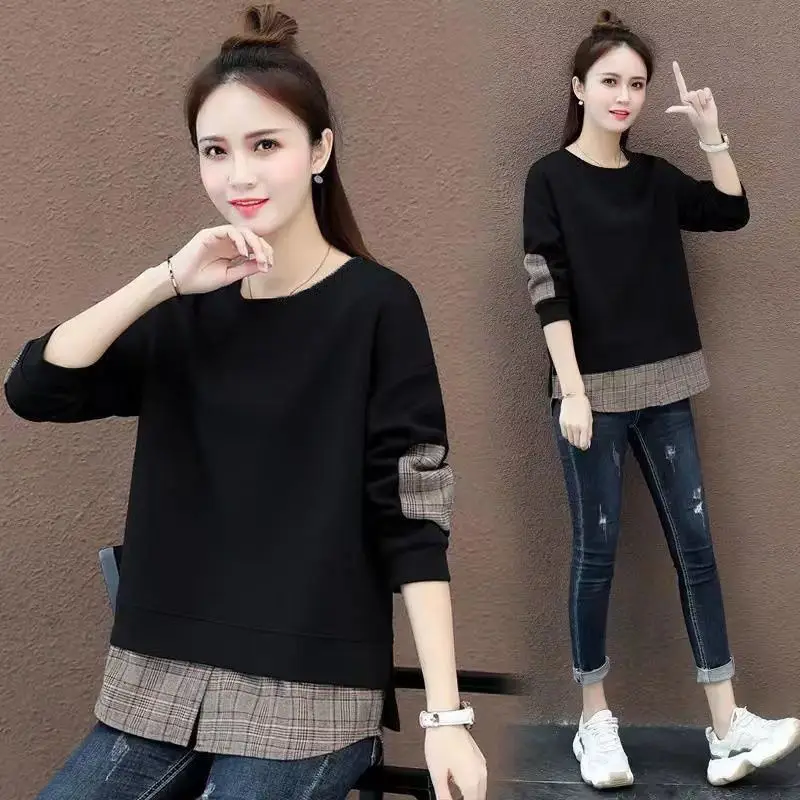 plus Size 230 Pou Hoodie Women's Autumn Winter Loose Long Sve Overhead Slimming Faionable Outerwear INS Sle Top