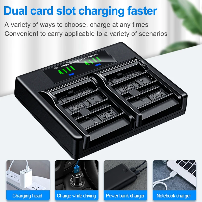 HQIX for GOPRO FUSION panoramic Action camera ASBBA-001 Battery Dual charger