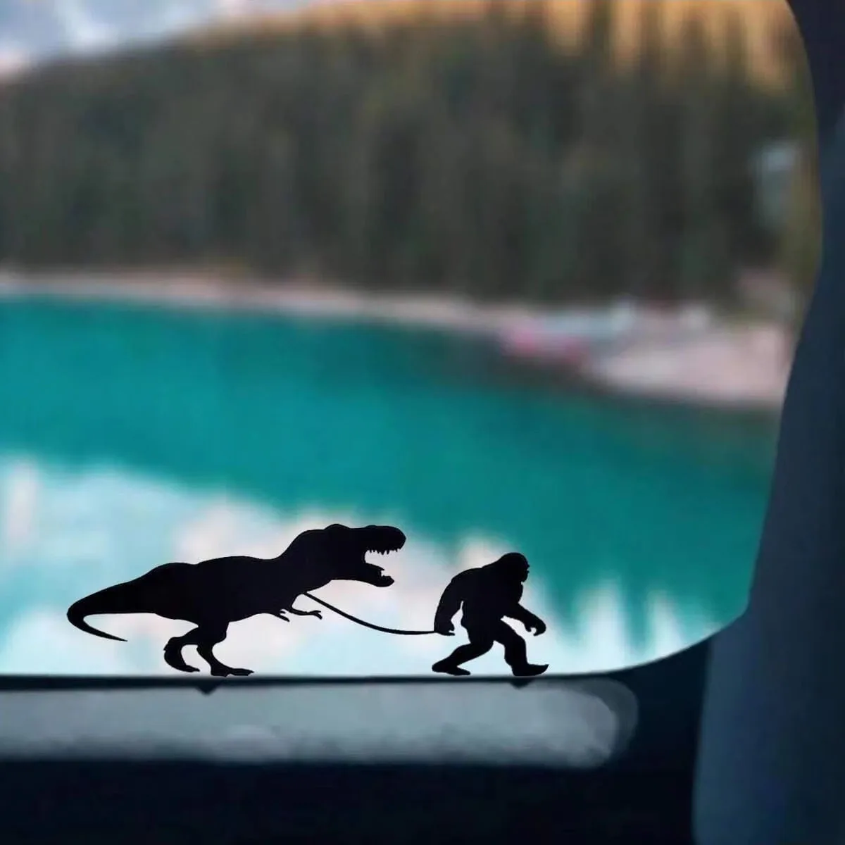 Dinosaur Silhouette Car Sticker, Savage Walking Dino Decal, Waterproof Auto Accessory for Car Decoration