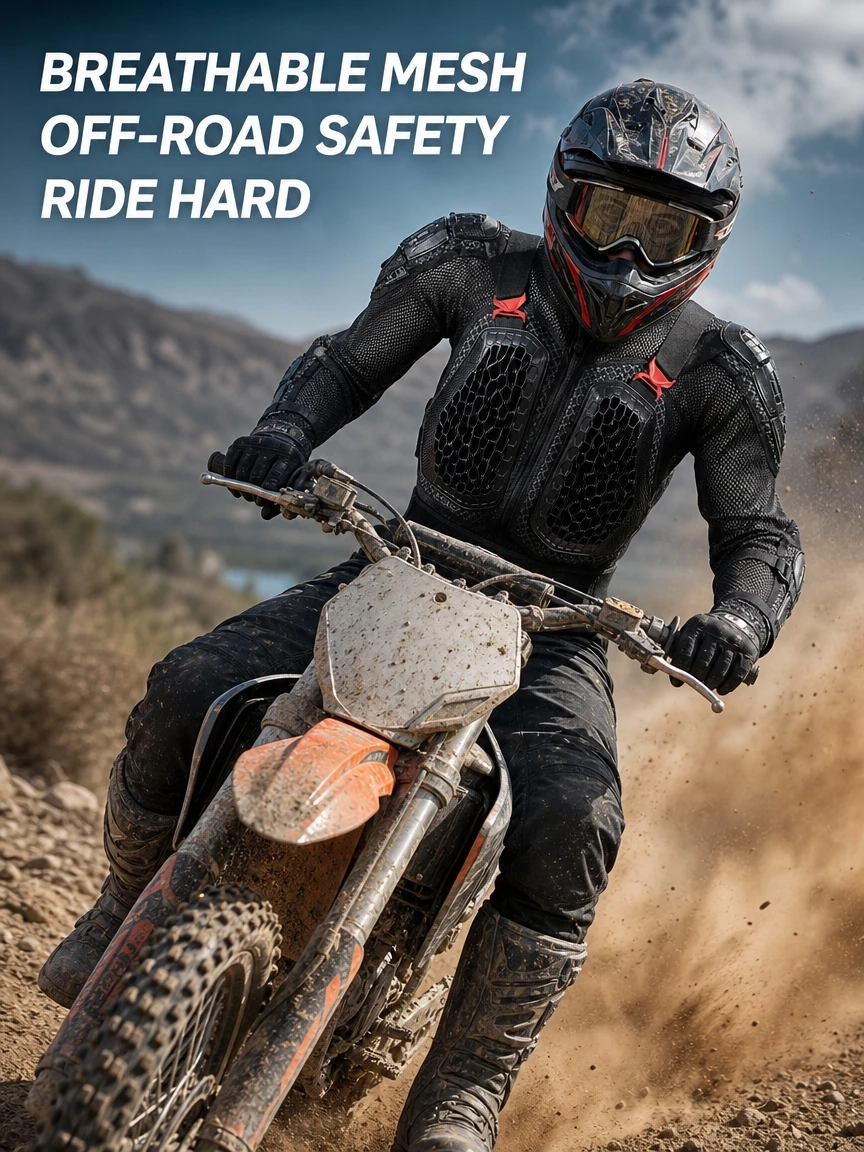 All‑Season Motorcycle Full Body Protective Armor Jacket Honeycomb Ventilation Mesh Anti‑Impact Riding Safety Gear for Men