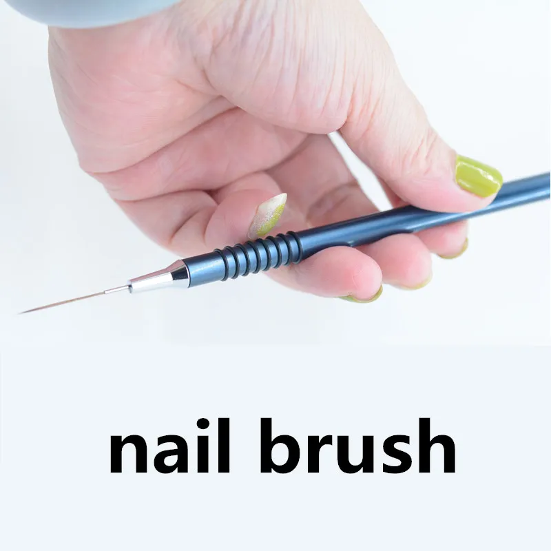 مجموعة فرش بطانة فنية للأظافر مكونة من قطعة واحدة، قلم رسم على شكل زهرة مخططة باللون الأزرق #6