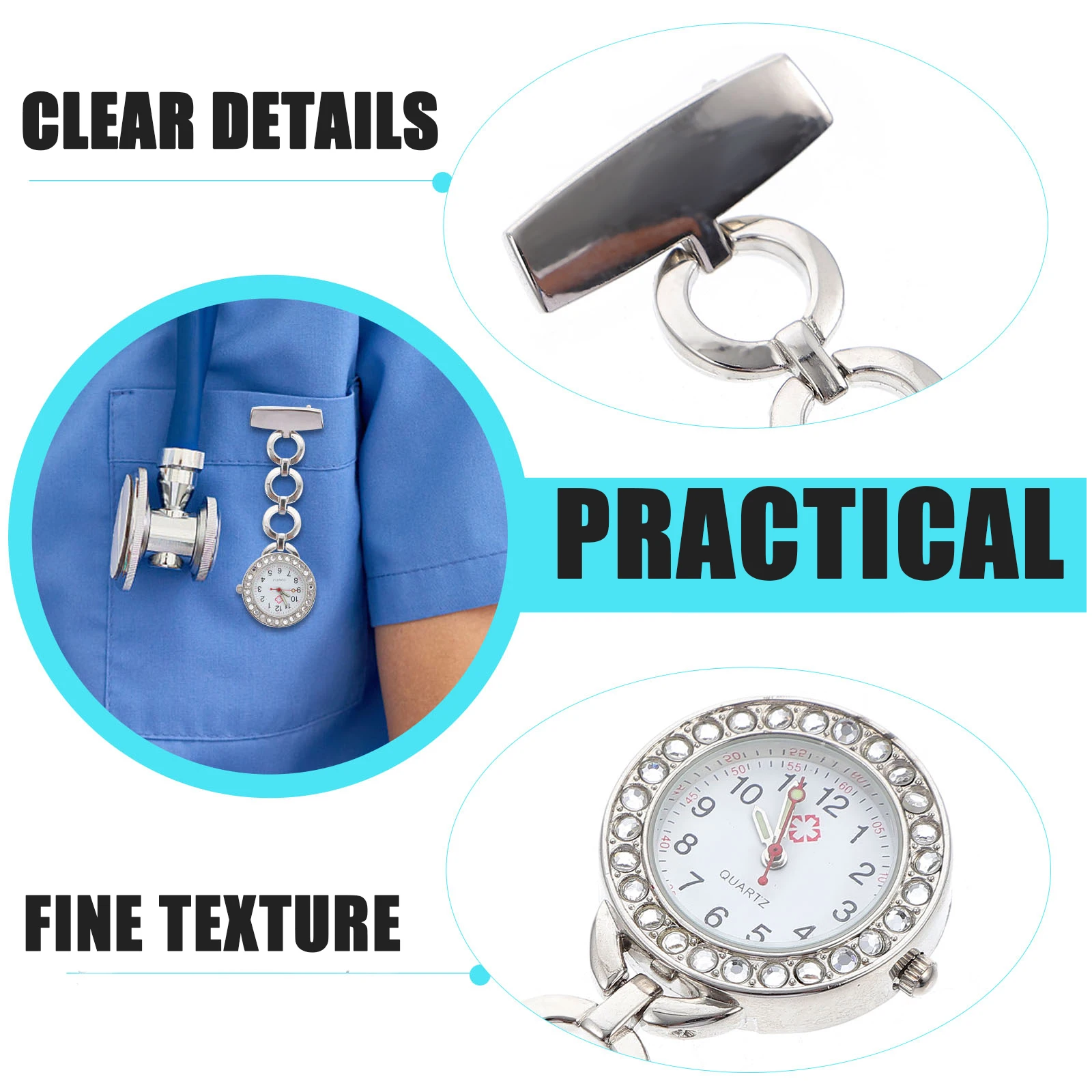 Orologio da taschino portatile di alta qualità per infermiere, per donne, infermiere, personale medico, set regalo per ospedale, orologio da petto con ciondolo unico