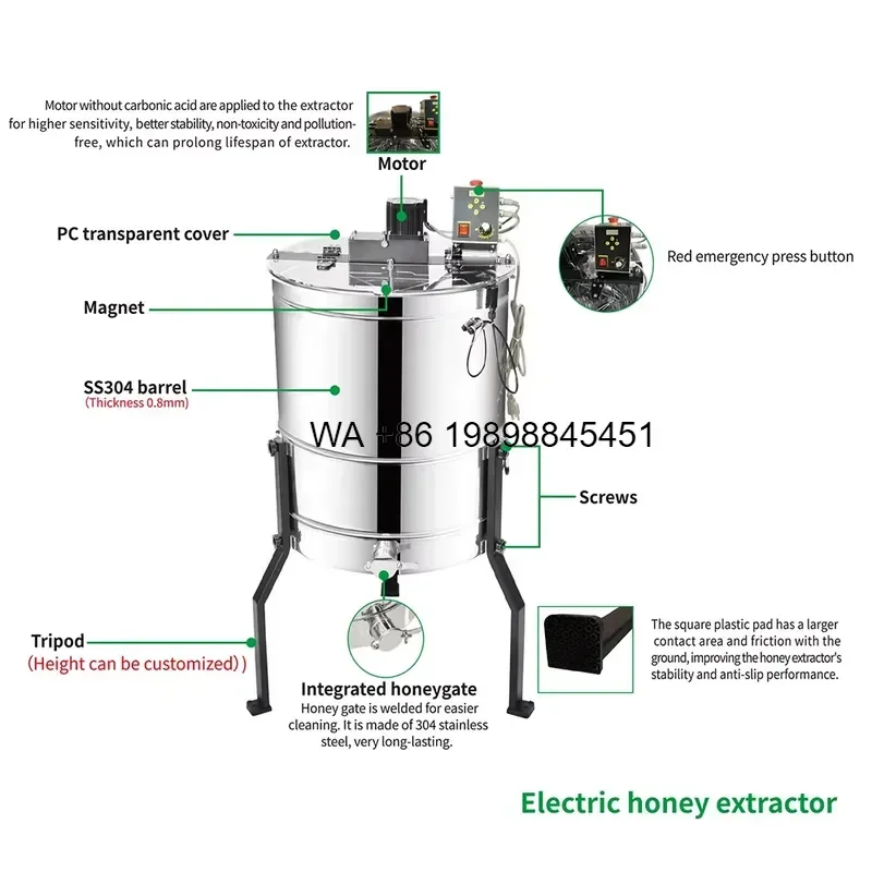 Wmwmnu for Dadant 3 Frames Automatic Honey Extractor Motorized Centrifuge Separator Beekeeping Processing