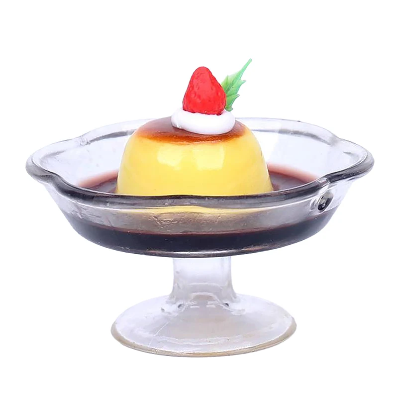 1PCS Doll House Miniature Pudding Cup Simulation Food Model Toys For Mini Decoration Dollhouse Kitchen Accessories