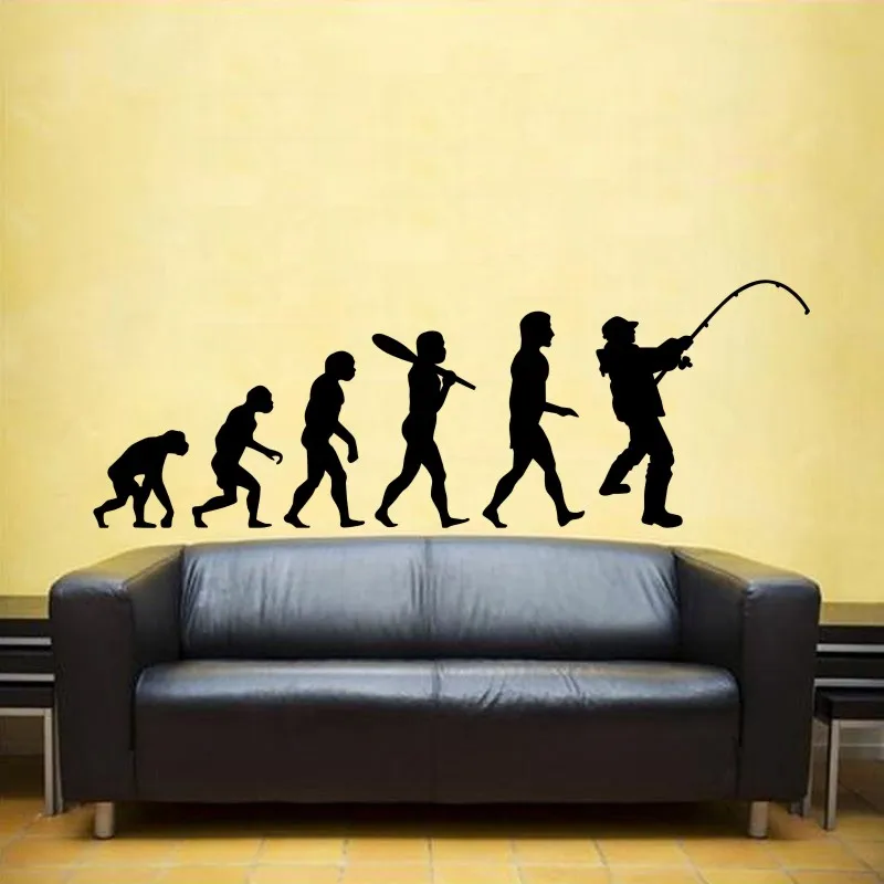 Evolution Fishing Wall Sticker Vinyl Car Glass Decal Bucket Tackle Shop Fish