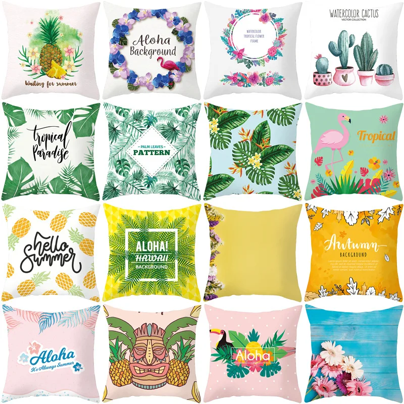 

Home Pillow Decoration Cartoon Plant Print Pillowcase Flax Linen Cushion Cover Pillows Home Decor Sofa Throw Pillow