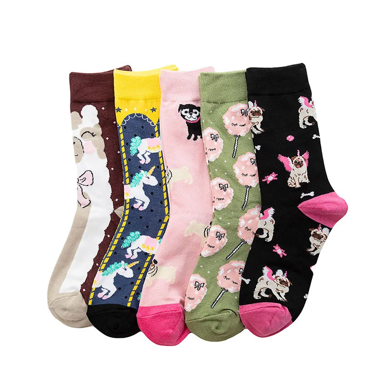 

Adult Mid Calf Crew Funny Socks Lovely Pug Dog Cute Puppy Angel Fashion Cat Kitten Spun Sugar Marshmallow Alpaca Lama Alpacos