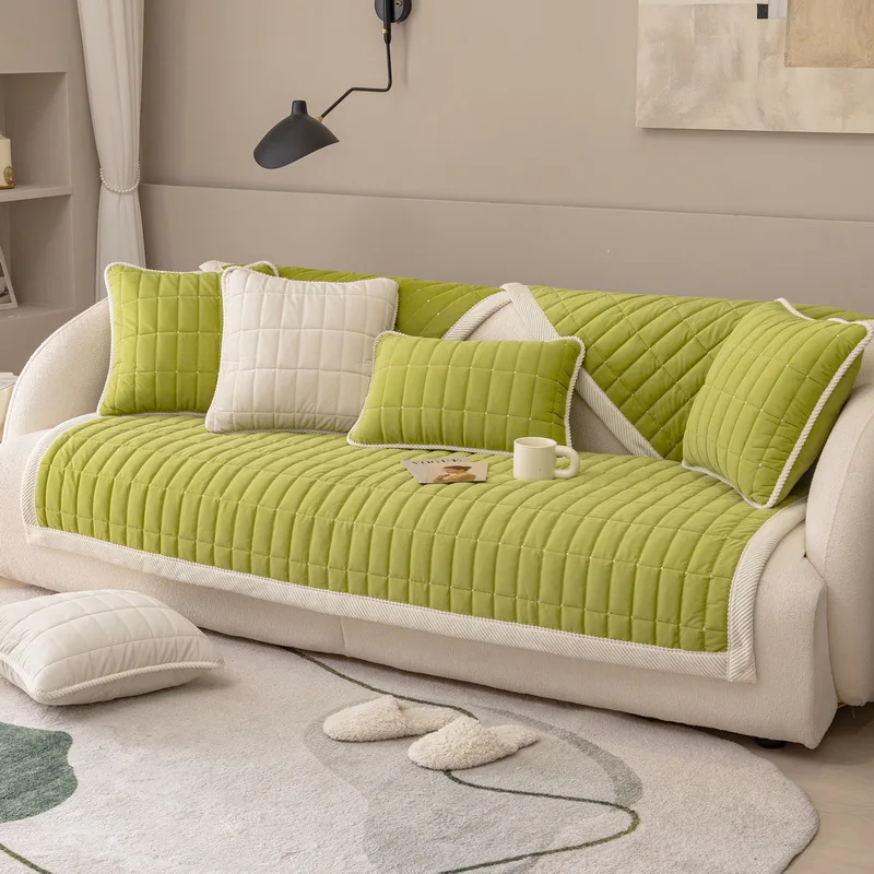 

Velvet Sofa Cover Plush Sofa Cushion Solid Color Cover Cloth Living Room Sofa Non-Slip Back Cushion Cover Dust Cover Cloth
