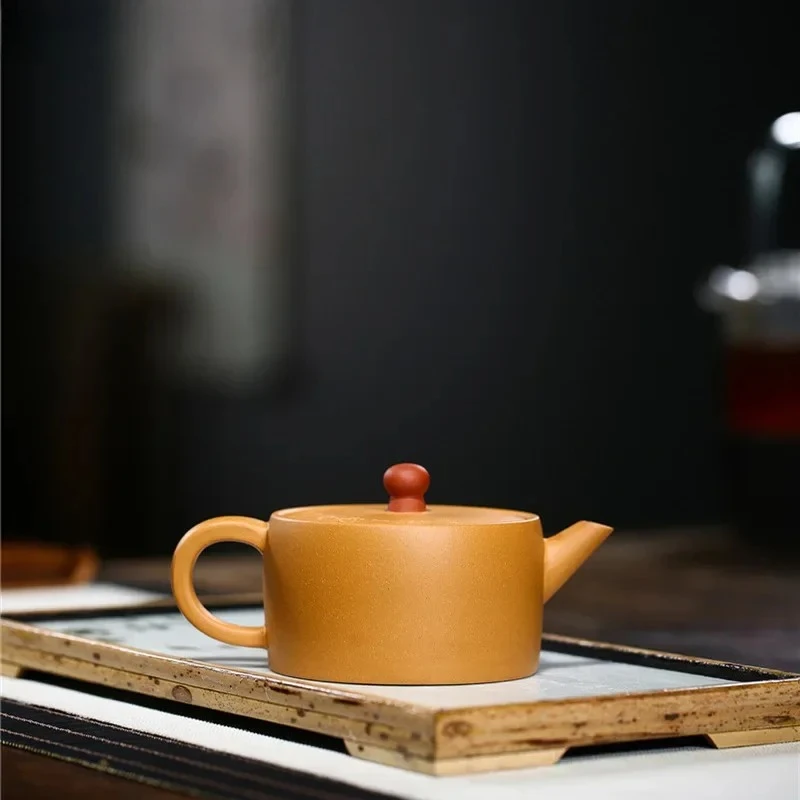 Yixing dark-red enameled pottery teapot Raw ore gold section mud teapot 1pcs Household tea pot 210ml Kung Fu Tea pot