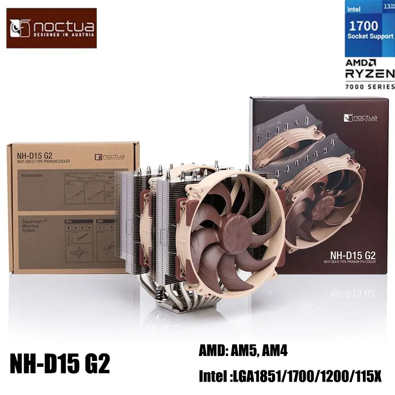 

Радиатор для компьютера с тепловой трубкой Noctua NH-D15 G2, 2 NF-A14x25r G2 PWM/NM-SD1 отвертка и NT-H2, набор асимметричных охлаждающих пластин