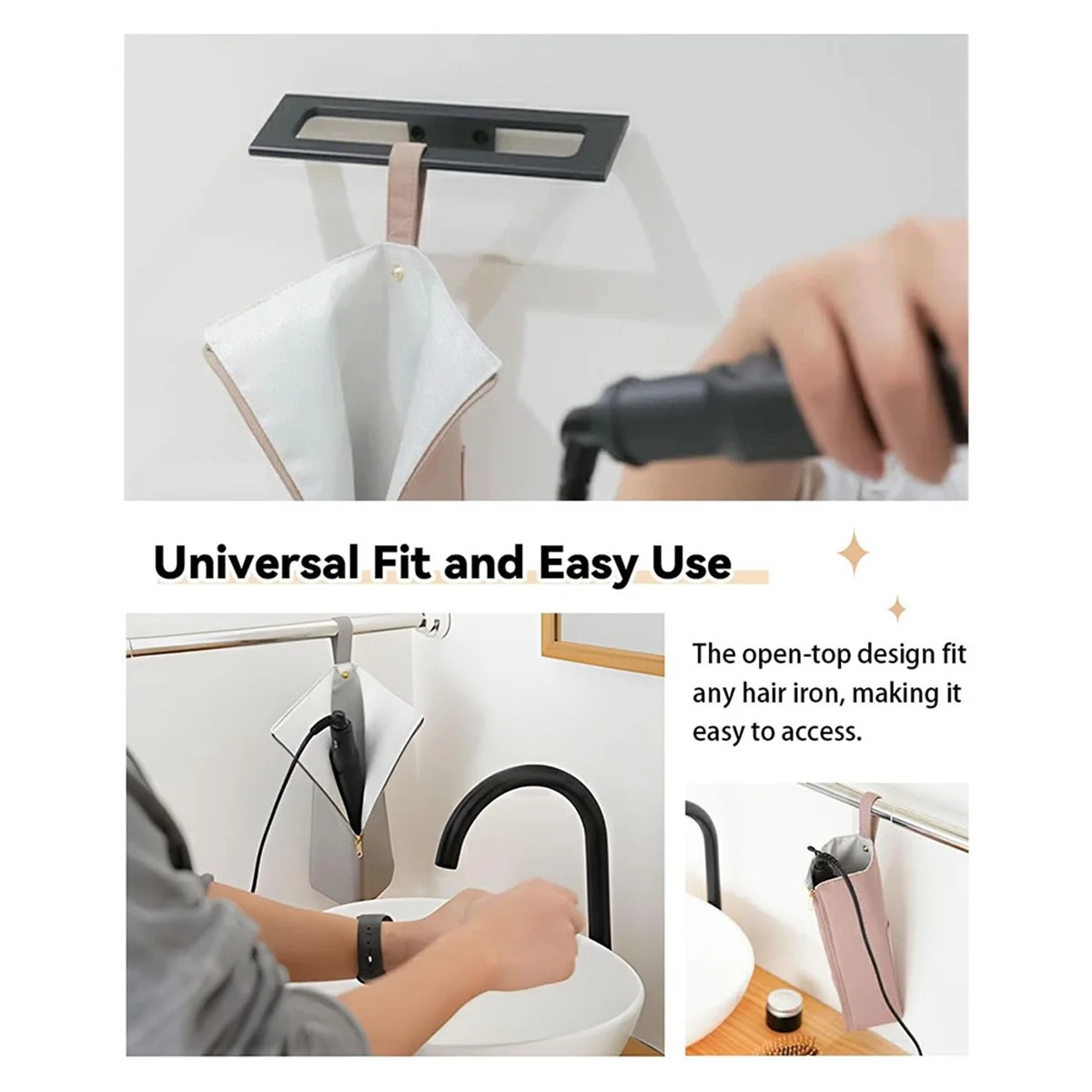 

Y31A Держатель и коврик для горячего утюга, термостойкая дорожная сумка для щипцов для завивки, утюжок - органайзер для инструментов для волос для дома, бежевый