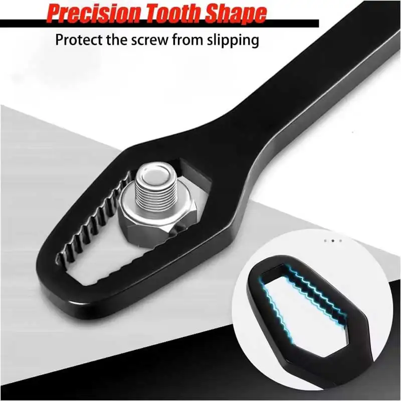 Multi-Function Double-Ended Spline Wrench 3-17mm, Self-Adjusting Quick Wrench with Anti-Slip Grip