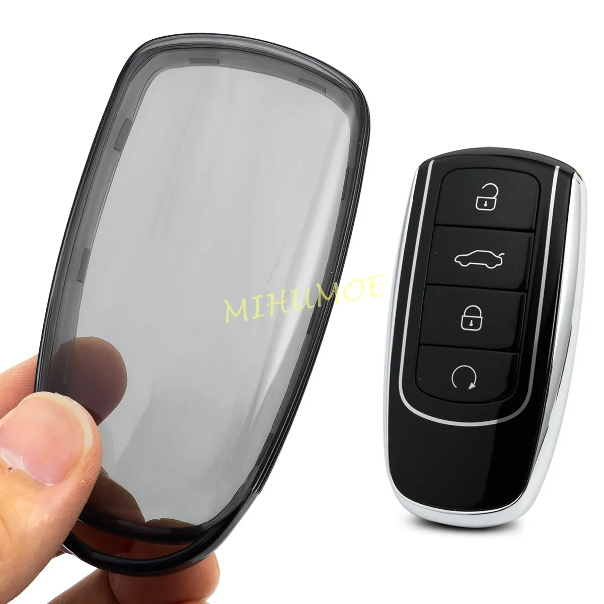 Voor Chery Tiggo 7 8 Pro Omoda 5 S5 O5 Jaecoo 7 8 Transparante Zwarte Auto Smart 4 knop Sleutel Case Cover Shell Tas Sleutelhanger Protector