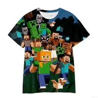 Summer My Block 3D Printed Cartoon Architecture Sports Quick Drying Short Sleeve Parent Child Clothing