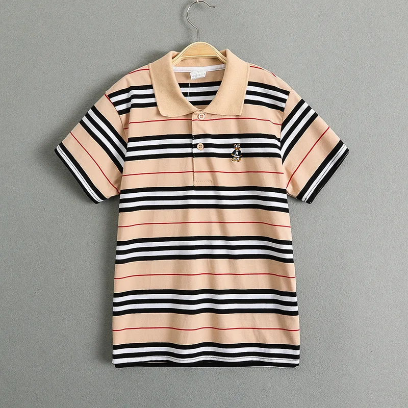 

Teen Shirt Boys Short Sleeve Polo Shirt Kids Clothes Color Stripes Turn-down Collar Girls Sport Tops Vetement Enfant Fille 2-14Y