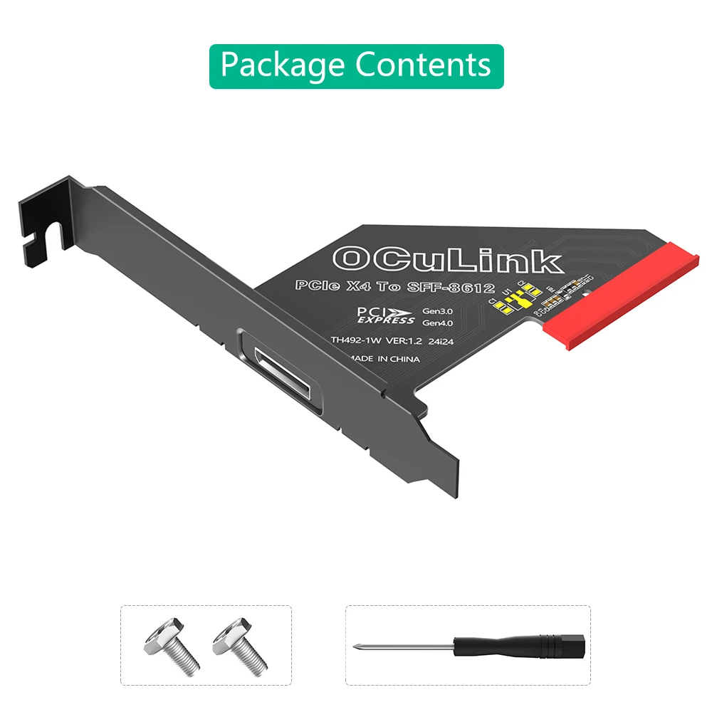 TISHRIC PCIE 1X 4.0 إلى Oculink SFF 8611/8612 محول مع قوس طويل الملف الشخصي PCI Express X4/X1 SSD إلى U.2 SFF-8612 محول