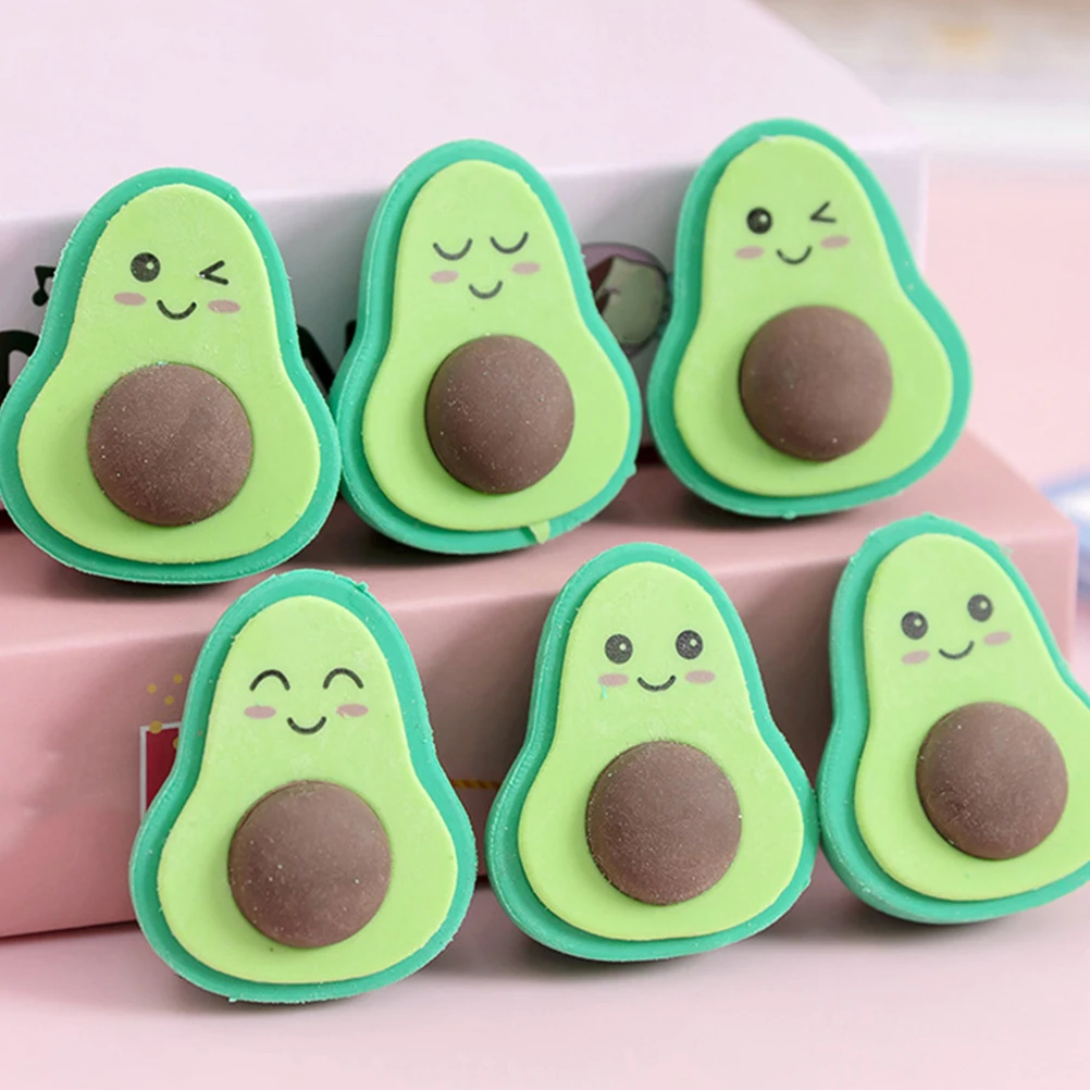 

20 Pcs Eraser Cute Avocado Shaped Office School Supplies Bulk Gifts Party Avocado Shaped Drawing Erasers Favors Student Awards
