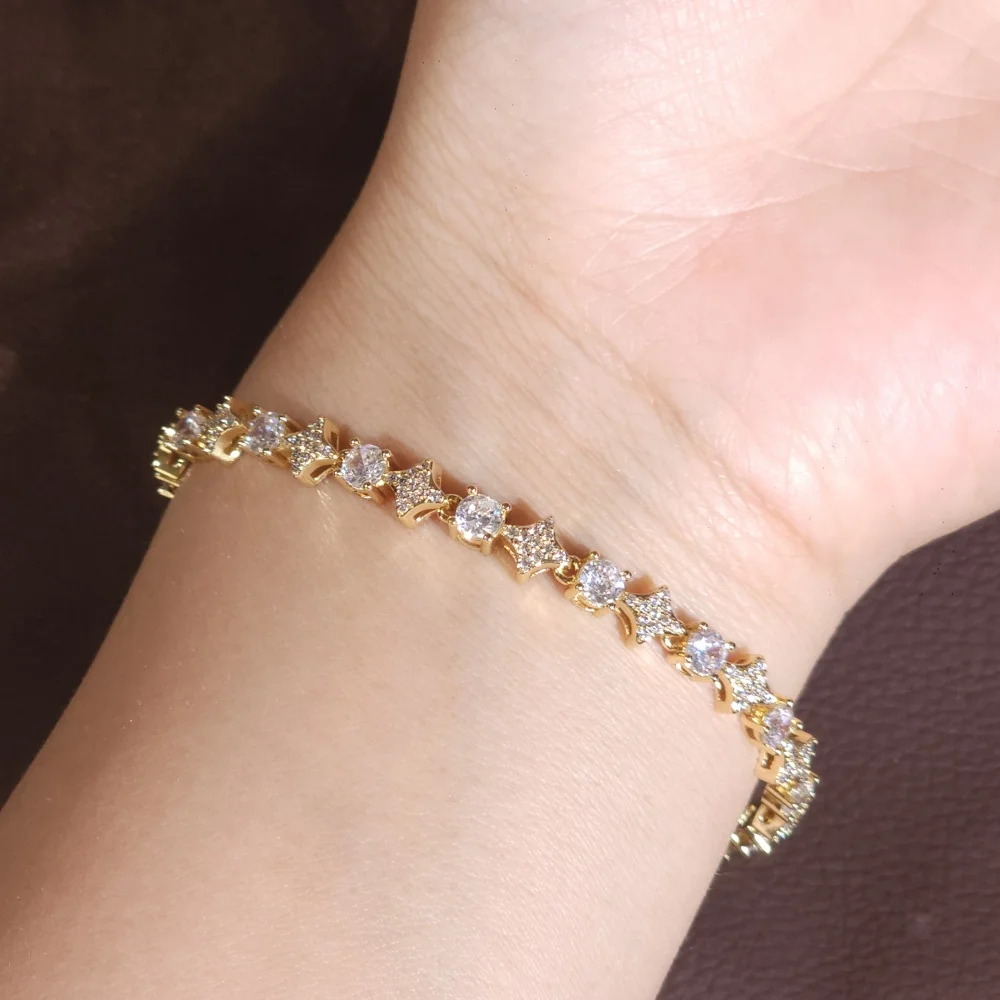 

ICECHARMI браслет со звездой и кубическим цирконием, роскошные ювелирные изделия, женский аксессуар, изысканная цепочка на запястье, подарок для женщин, инкрустация CZ