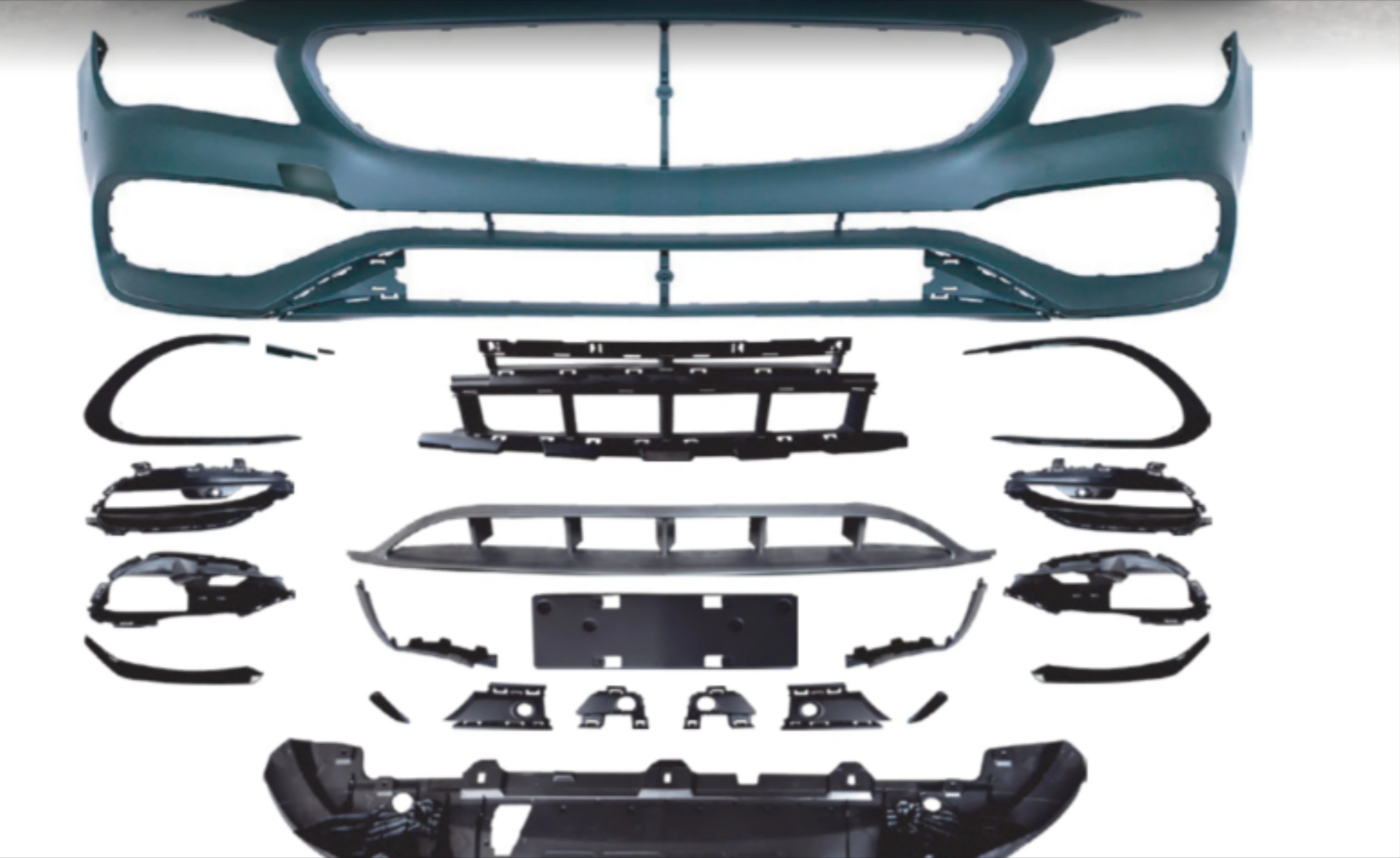forOUYE New High Quality Black Front Bumper Kit for Mercedes-Benz CLA-Class W117 Car Upgrade Parts with Easy Installation