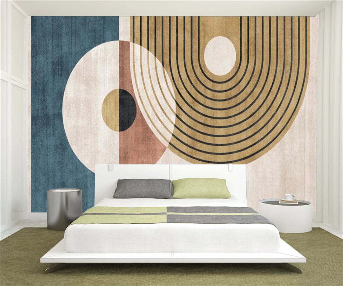 Modern style geometric lines round Mosaic bedroom living room study background custom decorative wallpaper papel de parede