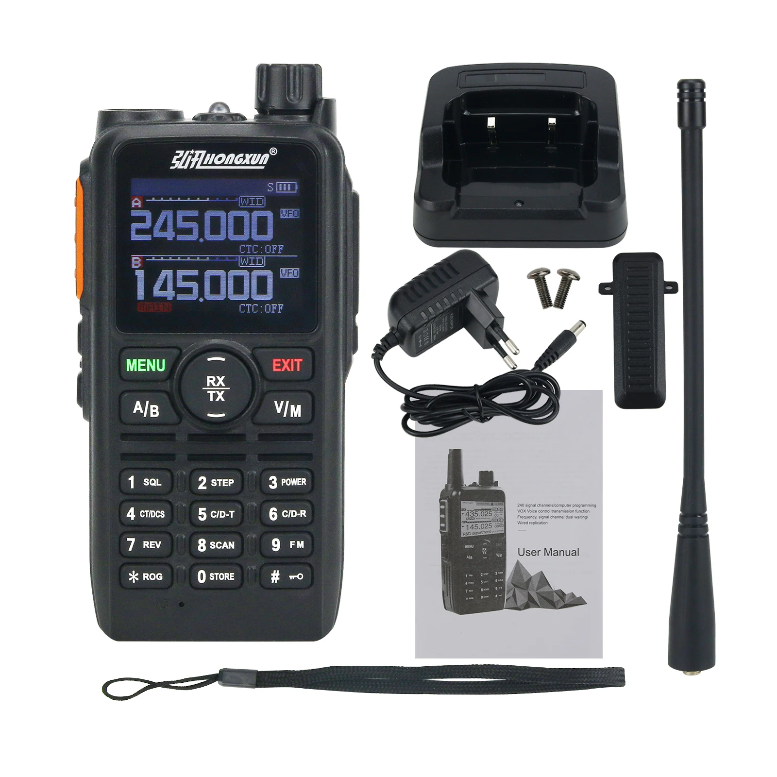 

UV-668 5W Walkie Talkie Portable Handheld Transceiver VHF UHF Radio 240 Channels Black /Red