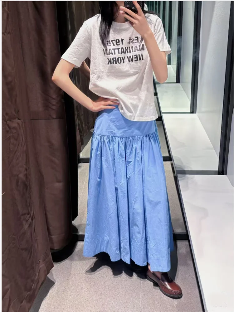 

High Waist Cotton Blend Midi Skirt Women's Long Skirt f Body Skirt Fluffy A-Line Skirt New Winter 2025 Spicy Girl Sle
