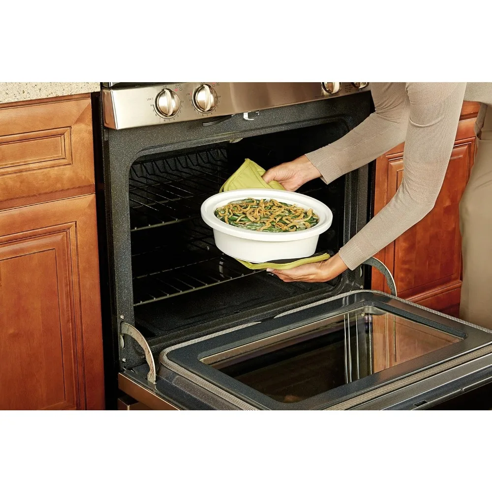 Small 2.5 Quart Casserole Slow Cooker in White/Blue, Enjoy Eye-Catching Quick Meals, Durable and Compact