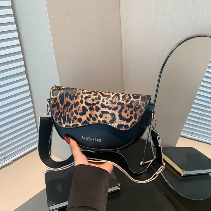 Leopard Underarm Shoulder Bags for Women Trend 2024 New Vintage PU Leather High Quality Fashion Cute Handbag Woman