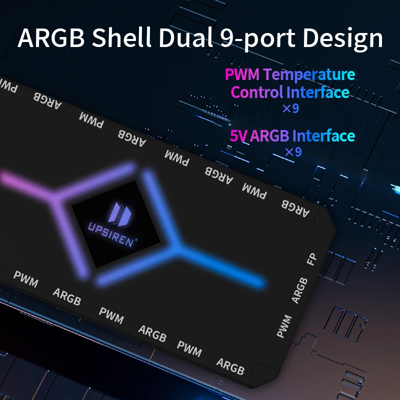 UPSIREN U-H8 5V 3PIN ARGB i 4PIN PWM HUB Wentylator obudowy komputera Światło synchroniczne Dolna konstrukcja magnetyczna z pilotem