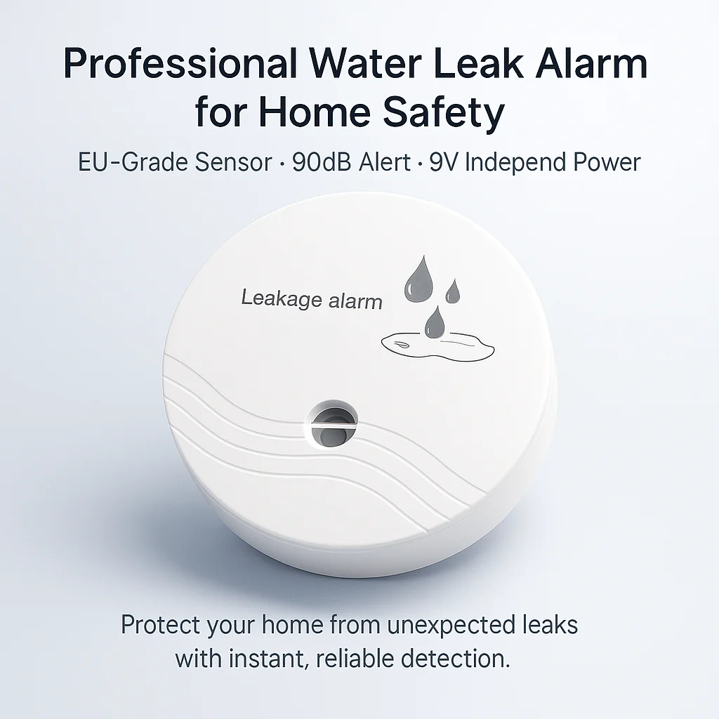 Water Leakage Detector High-Sensitivity 90dB, Power-Outage Working for Kitchen Washing Machine Area